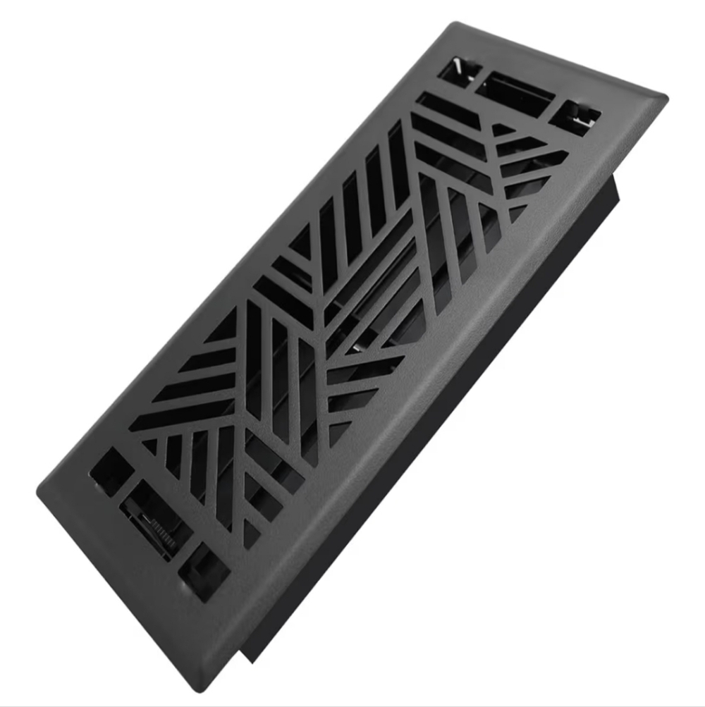 Decorative Metal Floor/Wall Vent Register - Black